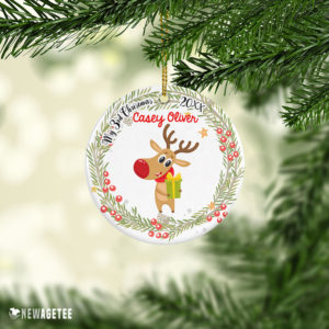 Personalized Baby Deer My Third 3rd Christmas Ornament