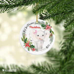 Ceramic Ornament Personalized Baby Girl Elephant My Third 3rd Christmas Ornament