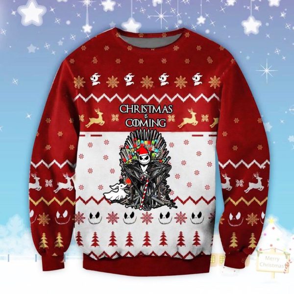 Christmas Is Coming Nightmare Ugly Christmas Sweater Unisex Knit Wool Ugly Sweater