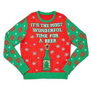 Christmas Its the Most Wonderful Time for A Beer Ugly Sweater Unisex Knit Wool Ugly Sweater