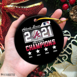 Circle Ornament Atlanta Braves 4X World Series Champions 1914 2021 Wood Christmas Ornament