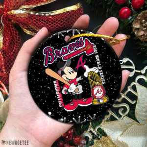 Circle Ornament Atlanta Braves Mickey Mouse World Series Champions 2021 Christmas Ornament