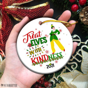 Circle Ornament Harry Styles Treat Elves With Kindness Christmas Tree Ornament