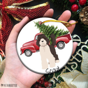 Circle Ornament Labradoodle Parti Christmas Ornament Personalized
