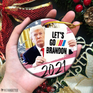 Circle Ornament Lets Go Brandon Donal Trump American Flag 2021 Christmas Ornament