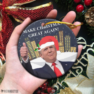 Circle Ornament Make Christmas Great Again 2021 Trump Support USA Christmas Ornament