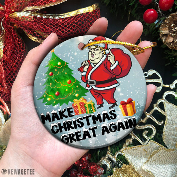 Circle Ornament Make Christmas Great Again Funny Trump Santa Christmas Ornament