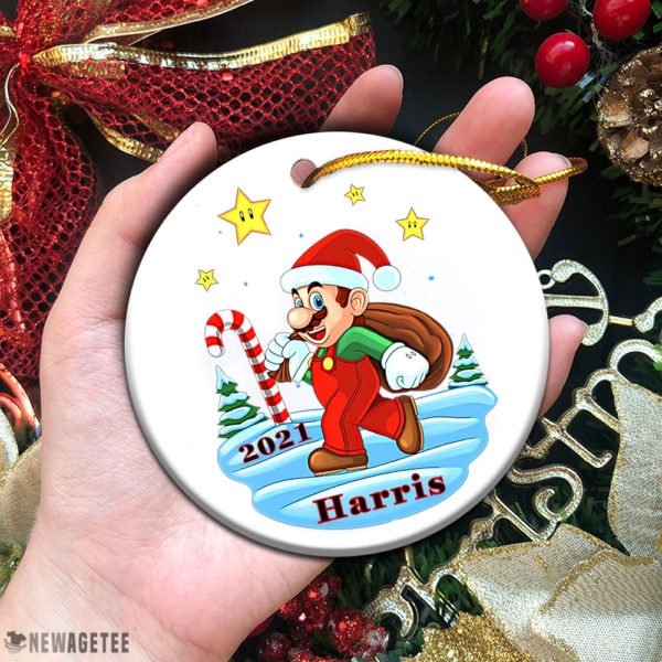 Circle Ornament Mario 2021 Christmas Tree Ornament Personalized Custom Name