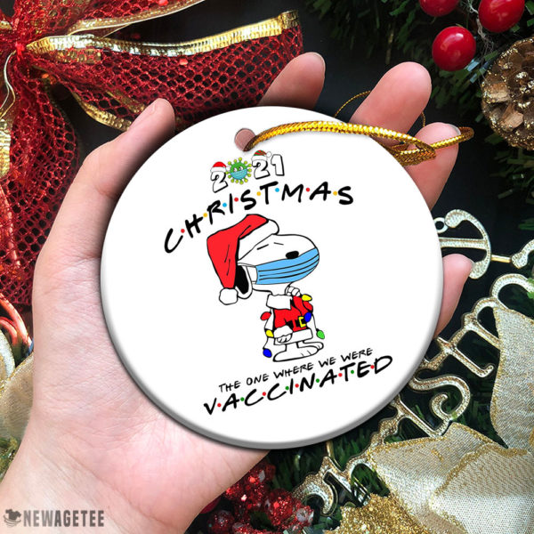 Circle Ornament Snoopy 2021 The One Where We Were Vaccinated Pandemic Christmas Ornament