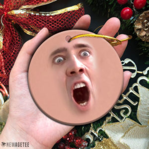 Circle Ornament St Nicolas Cage Face Off Christmas Funny Christmas Ornaments