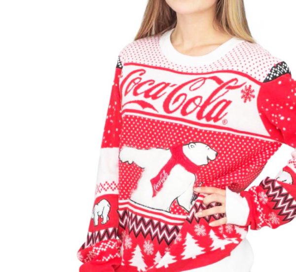 Coca Cola Polar Bear Coke And Trees Ugly Christmas Sweater Knit Wool Sweater 1