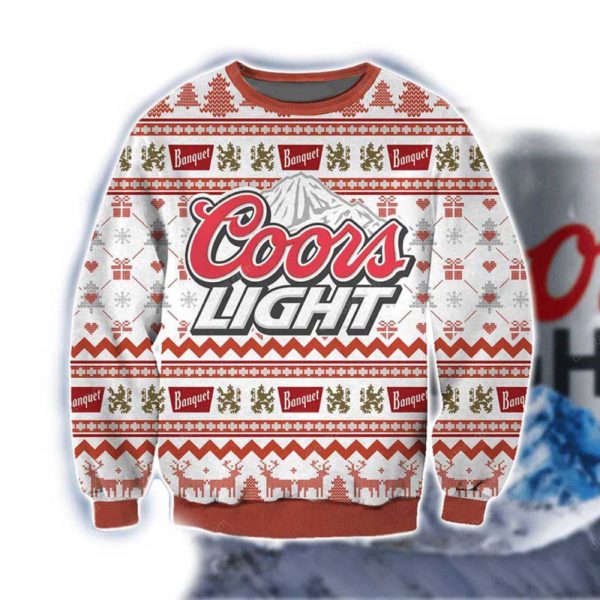 Coors Light Beer Ugly Christmas Sweater Unisex Knit Wool Ugly Sweater