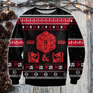 D& Dragon Ugly Christmas Sweater Unisex Knit Wool Ugly Sweater