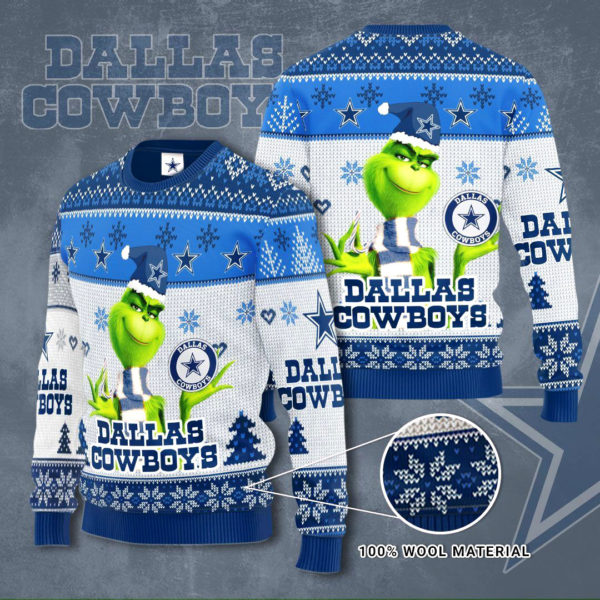 Dallas Cowboys Grinch Knit Ugly Christmas sweater
