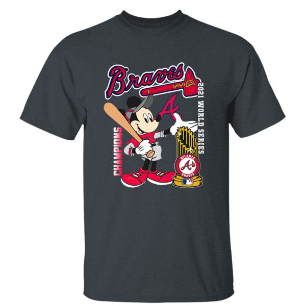 Dark Heather T Shirt Atlanta Braves Mickey Mouse World Series Champions 2021 MLB shirt