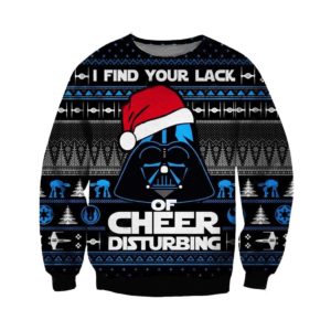 Darth Vader Star Wars I Find Your Lack Of Cheer Disturbing Ugly Christmas Knit Sweater