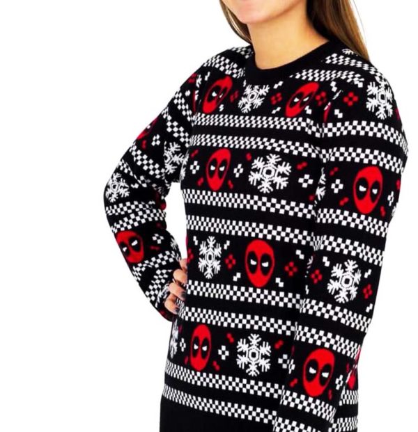 Deadpool Holiday Snow Stripes Ugly Christmas Sweater Knit Wool Sweater 1