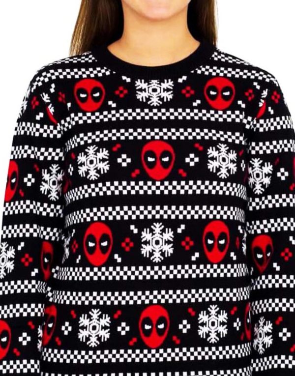 Deadpool Holiday Snow Stripes Ugly Christmas Sweater Knit Wool Sweater