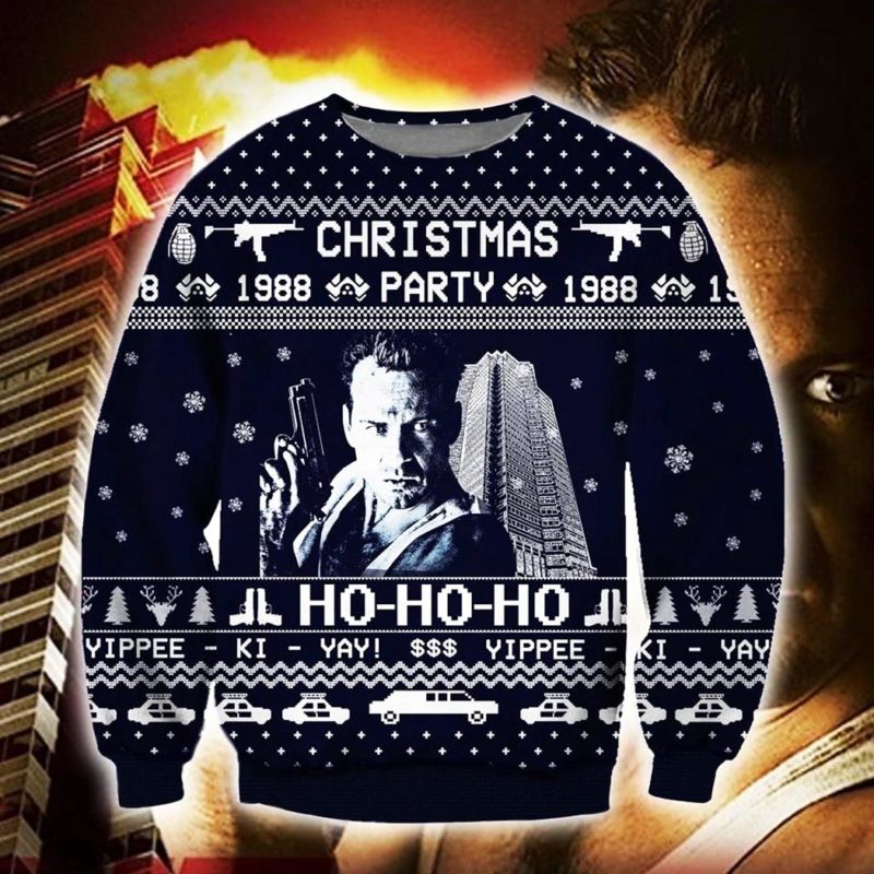 Die hard Christmas party ho ho ho ugly Christmas sweater Unisex Knit Wool Ugly Sweater