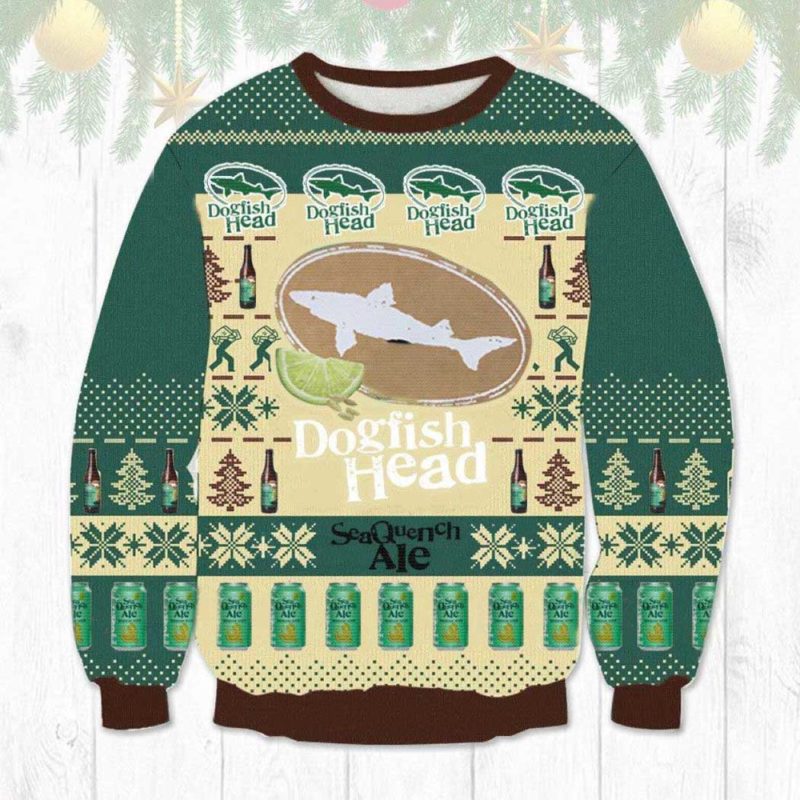 Dogfish Head Seaquench Ale Ugly Christmas Sweater Unisex Knit Wool Ugly Sweater