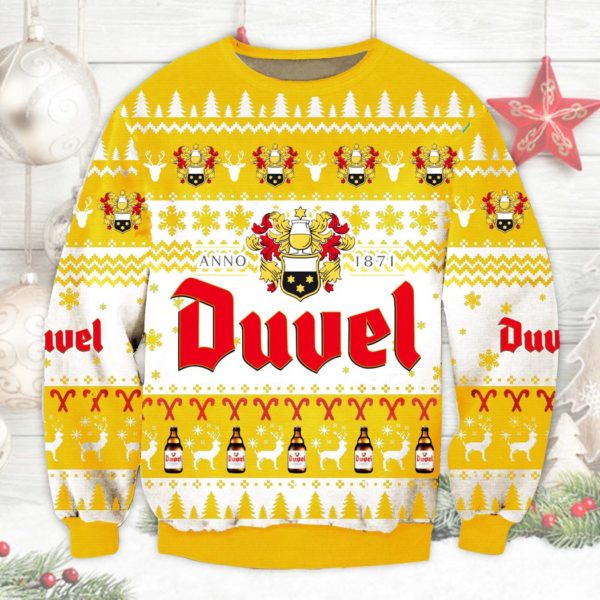 Duvel Belgian Beer Golden Ale Ugly Christmas Sweater Unisex Knit Ugly Sweater
