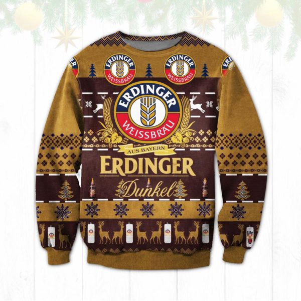 ERDINGER Dunkel black beer Ugly Christmas Sweater Unisex Knit Ugly Sweater