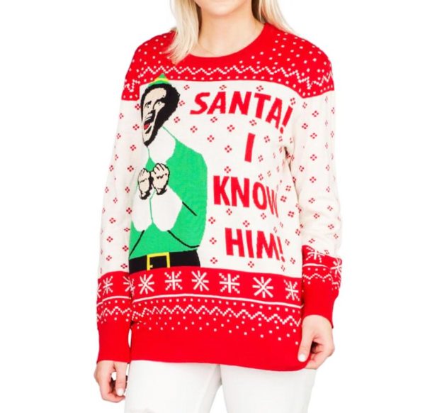 Elf Buddy Santa I Know Him Ugly Christmas Sweater Knit Wool Sweater 1