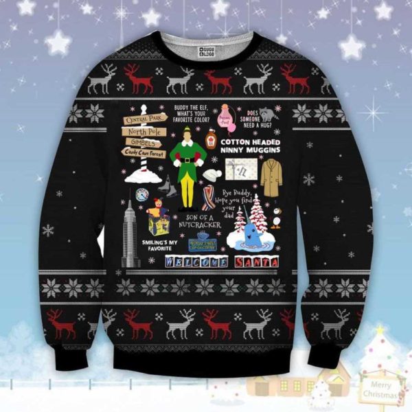 Elf Xmas Ugly Christmas Sweater Unisex Knit Wool Ugly Sweater