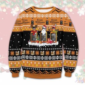 Evan Williams Bourbon Ugly Christmas Sweater Unisex Knit Wool Ugly Sweater