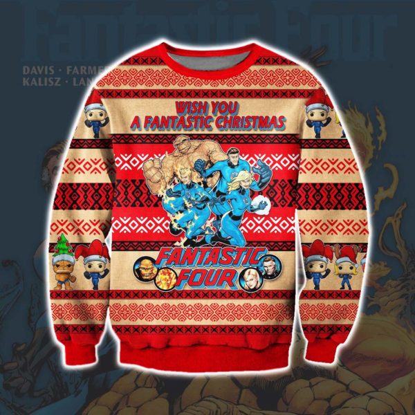 Fantastic Four Ugly Christmas Sweater Unisex Knit Sweater