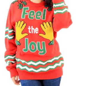 Feel The Joy Groping Hands Tacky Ugly Christmas Sweater Knit Wool Sweater 1