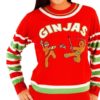 Fighting Ginjas Gingerbread Ninjas Funny Ugly Christmas Sweater Knit Wool Sweater
