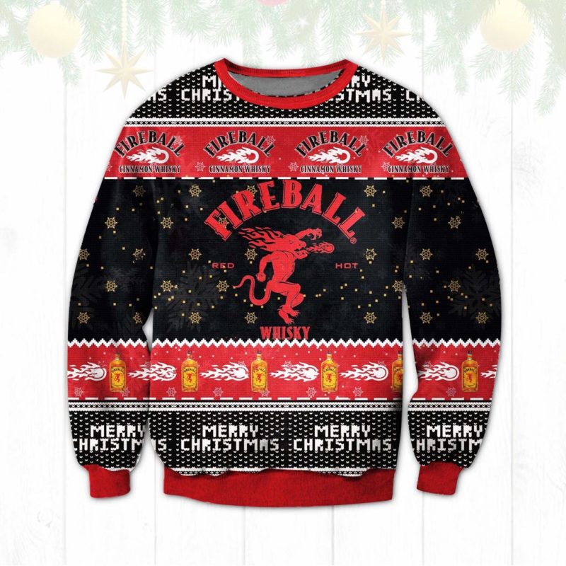 Fireball Whiskey Ugly Christmas Sweater Unisex Knit Ugly Sweater