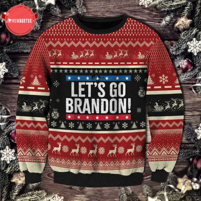 Fjb Let’s Go Brandon Ugly Christmas Sweater Unisex Knit Wool Ugly Sweater