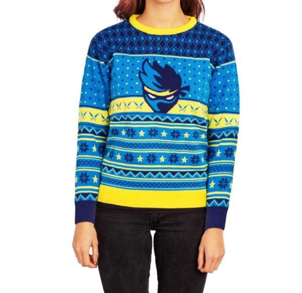 Fortnite Ninja Logo Ugly Christmas Sweater Shurikens Pattern Knit Wool Sweater 1