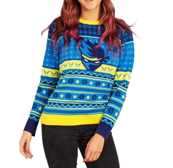 Fortnite Ninja Logo Ugly Christmas Sweater Shurikens Pattern Knit Wool Sweater