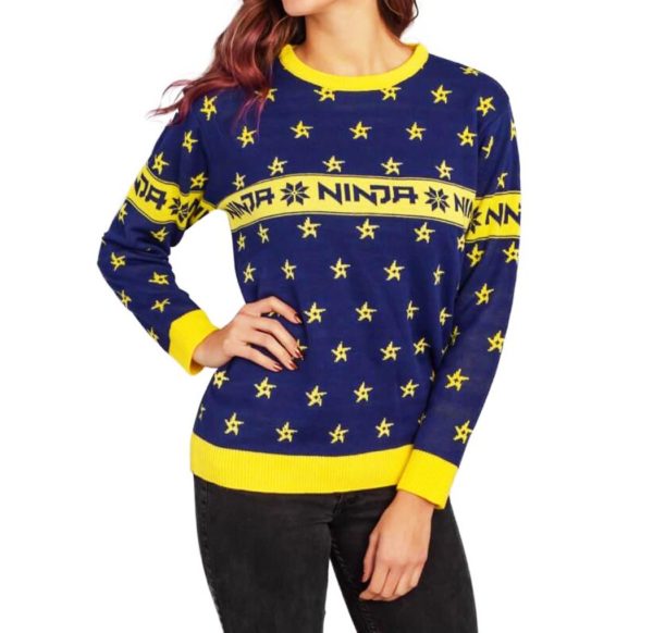 Fortnite Ninja Ugly Christmas Sweater With Shuriken Knit Wool Sweater