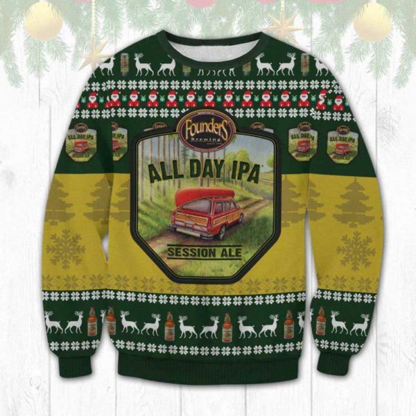 Founders All Day IPA Ugly Christmas Sweater Unisex Knit Wool Ugly Sweater