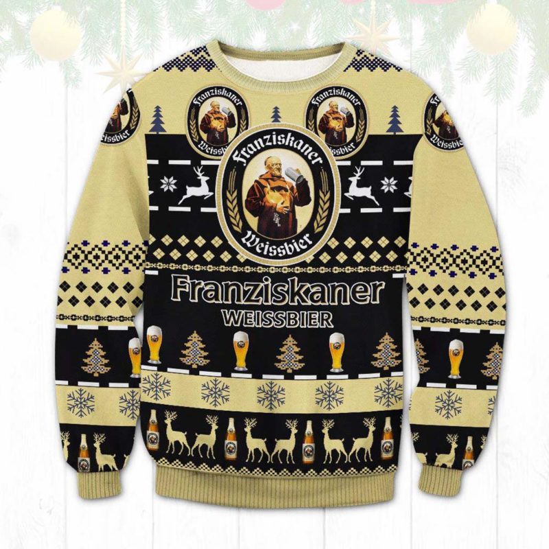 Franziskaner Weissbier Printed Ugly Christmas Sweater Unisex Knit Ugly Sweater