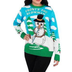 Frosty The Blowman Snowman Ugly Christmas Sweater Knit Wool Sweater