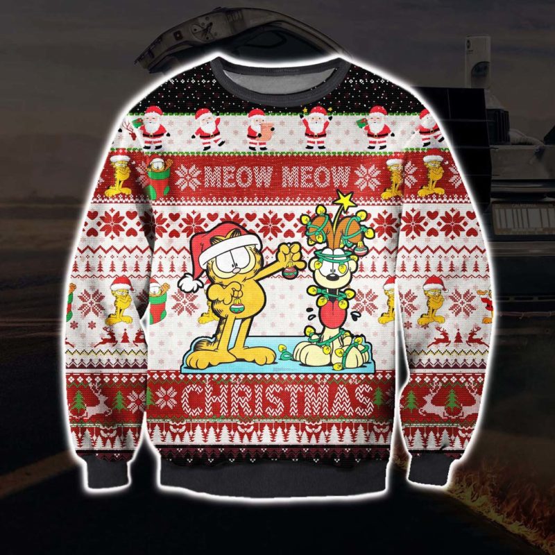 Garfield Cat Ugly Christmas Sweater Unisex Knit Sweater