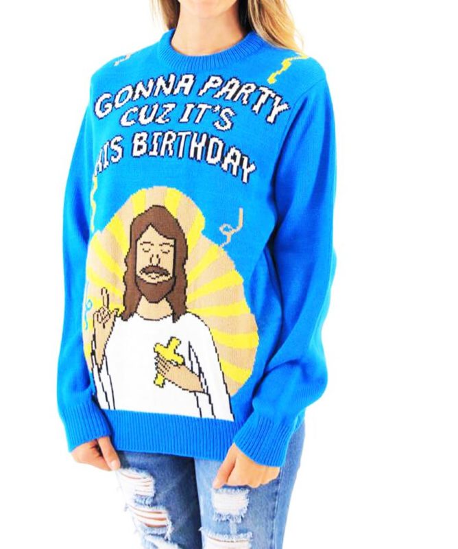 Gonna Party Cuz Its His Birthday Jesus Ugly Christmas Sweater Knit Wool Sweater