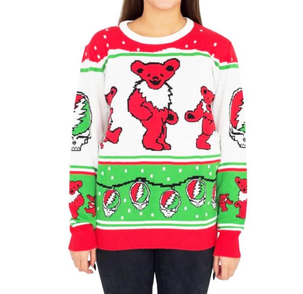 Grateful Dead Dancing Bears Ugly Christmas Sweater Knit Wool Sweater