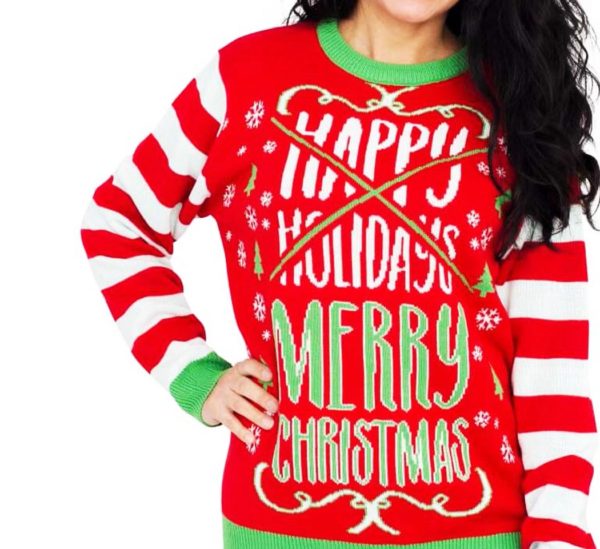 Happy Holidays Merry Ugly Christmas Sweater Knit Wool Sweater