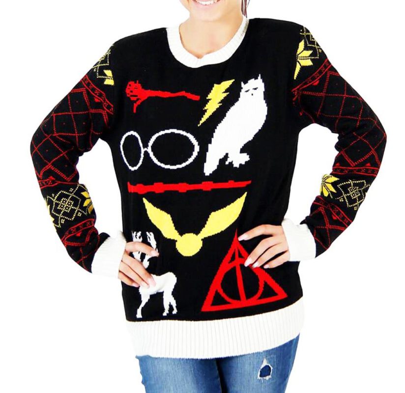 Harry Potter Owl Deathly Hallows Ugly Christmas Sweater Knit Wool Sweater