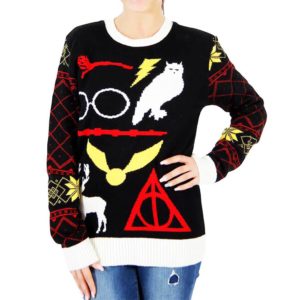 Harry Potter Owl Deathly Hallows Ugly Christmas Sweater Knit Wool Sweater