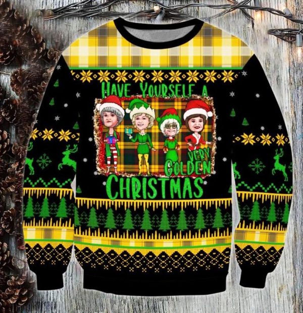 Have Yourself A Very Golden Xmas Ugly Christmas Sweater Unisex Knit Wool Ugly Sweater