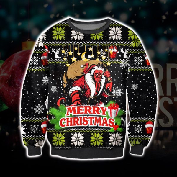 Hellboy Ugly Christmas Knit Sweater