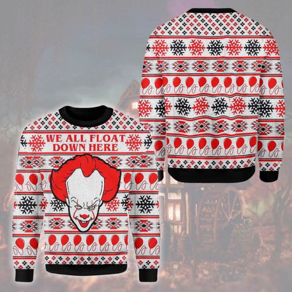 Horror Clown It Ugly Christmas Sweater Unisex Knit Wool Ugly Sweater