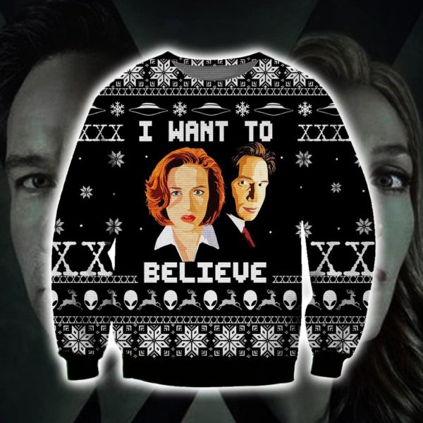 I Want To Believe Ugly Christmas Sweater Unisex Knit Wool Ugly Sweater